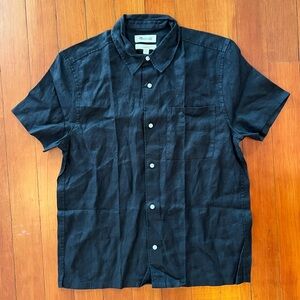 NWOT Madewell Easy Short-Sleeve Shirt in Linen - Black - Medium